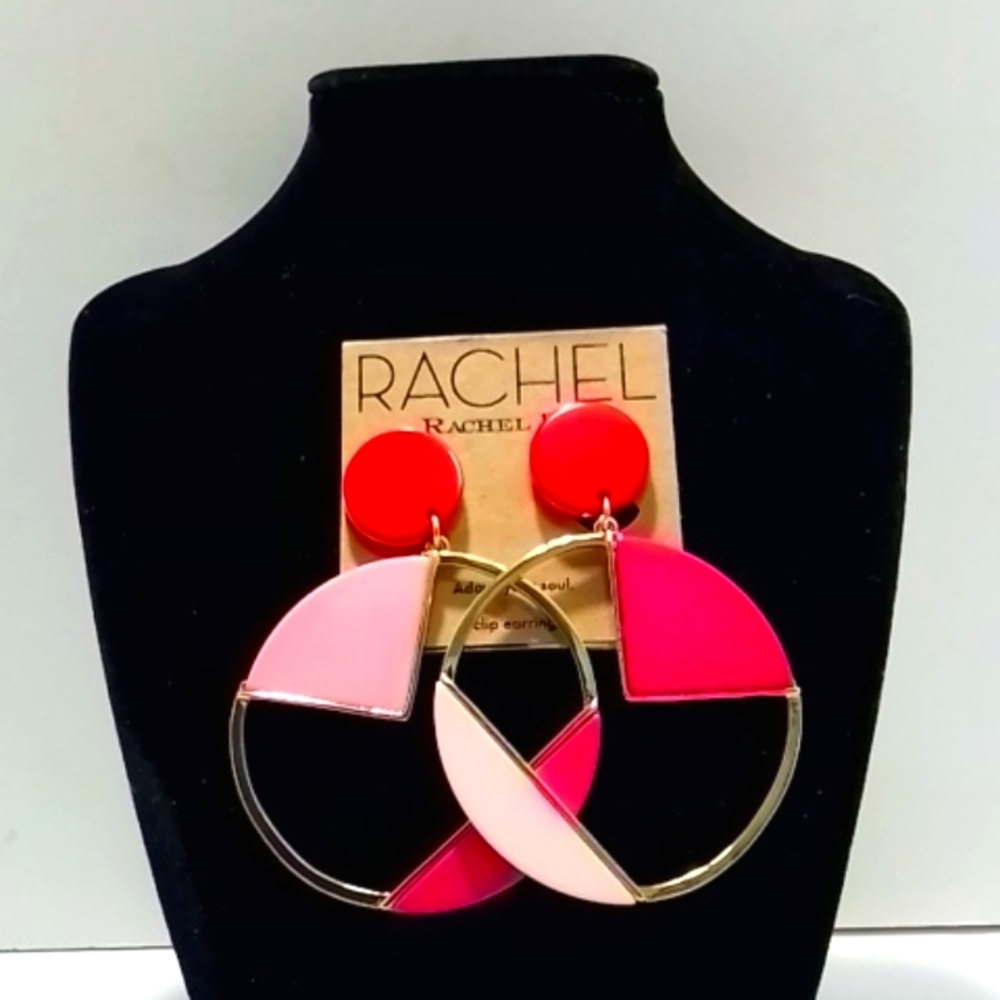 Rachel Roy Gold & Tricolor Drop Hoop Clip Earrings Set